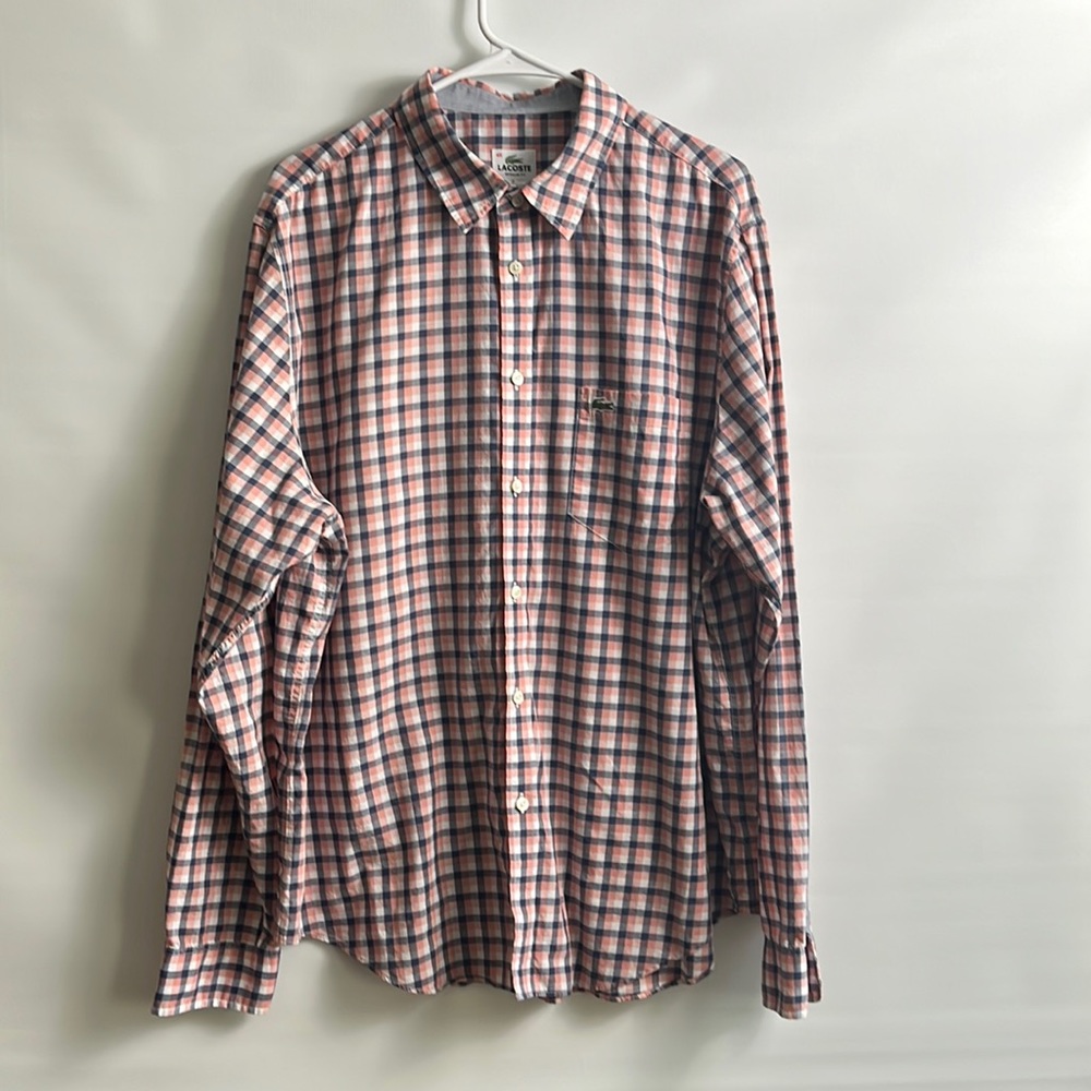 Lacoste mens Dress plaid shirt size XXL